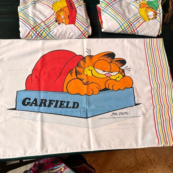 Vintage Garfield Cat 1978 Twin Flat And Fitted Sheet and 1 Pillow Case set - Picture 4 of 16